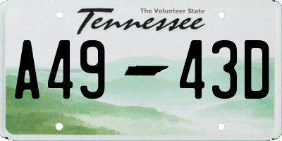 TN license plate A4943D