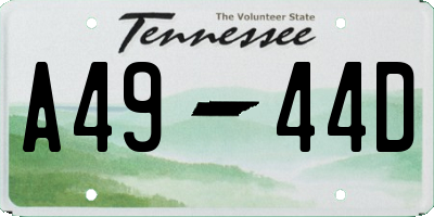 TN license plate A4944D