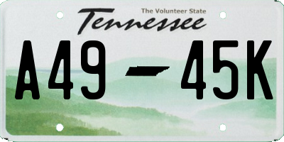 TN license plate A4945K