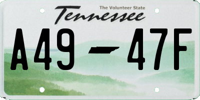 TN license plate A4947F