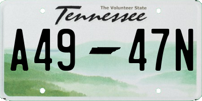 TN license plate A4947N