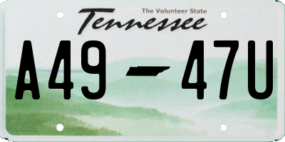 TN license plate A4947U