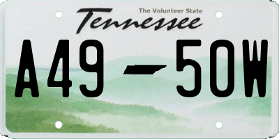 TN license plate A4950W