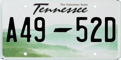 TN license plate A4952D
