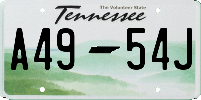 TN license plate A4954J