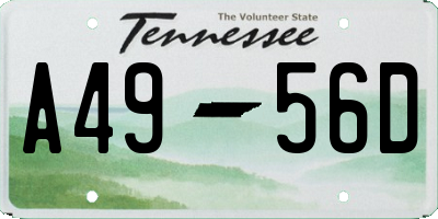 TN license plate A4956D