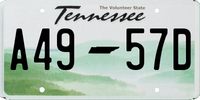 TN license plate A4957D