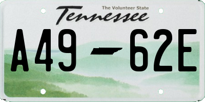 TN license plate A4962E