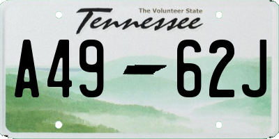 TN license plate A4962J