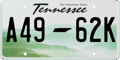 TN license plate A4962K