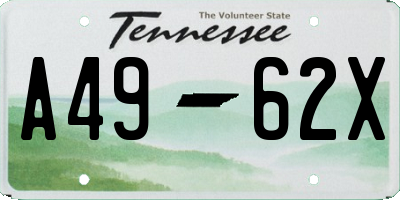 TN license plate A4962X
