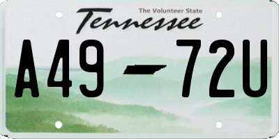 TN license plate A4972U