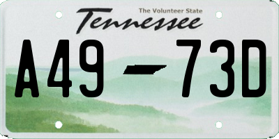 TN license plate A4973D