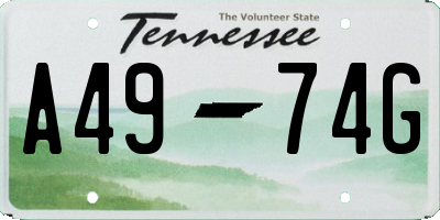 TN license plate A4974G