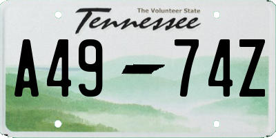 TN license plate A4974Z