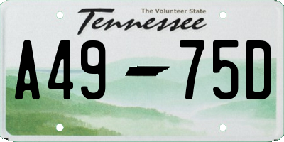 TN license plate A4975D