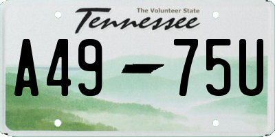 TN license plate A4975U