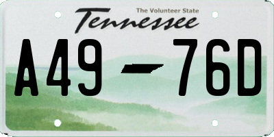TN license plate A4976D