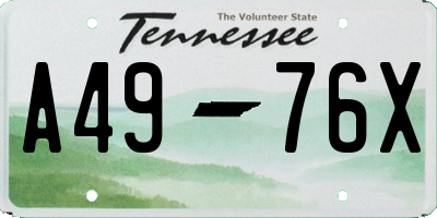 TN license plate A4976X