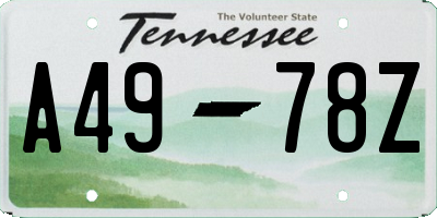 TN license plate A4978Z