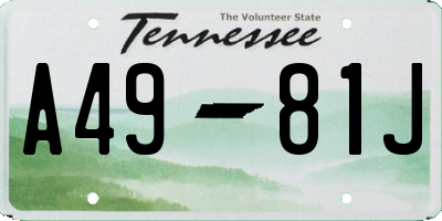 TN license plate A4981J