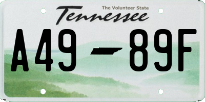 TN license plate A4989F