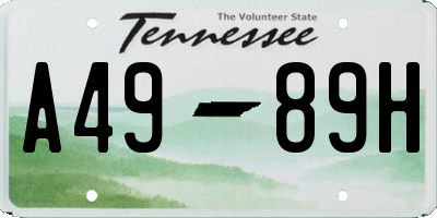 TN license plate A4989H