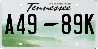 TN license plate A4989K