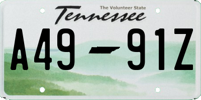 TN license plate A4991Z