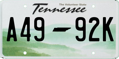 TN license plate A4992K