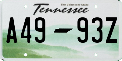 TN license plate A4993Z