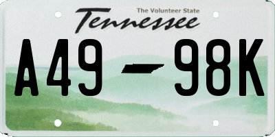 TN license plate A4998K