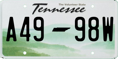 TN license plate A4998W