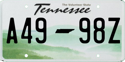 TN license plate A4998Z