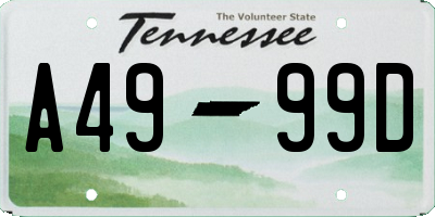 TN license plate A4999D