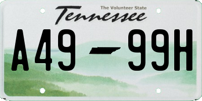 TN license plate A4999H