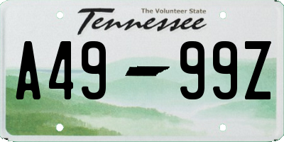 TN license plate A4999Z