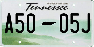TN license plate A5005J