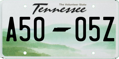 TN license plate A5005Z
