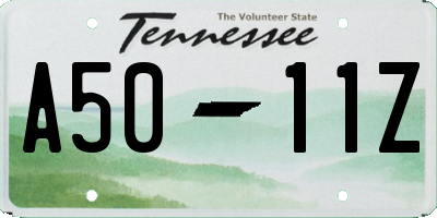 TN license plate A5011Z