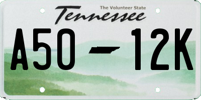 TN license plate A5012K
