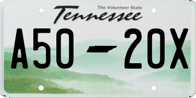 TN license plate A5020X
