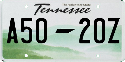 TN license plate A5020Z