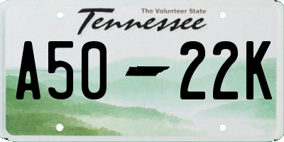 TN license plate A5022K