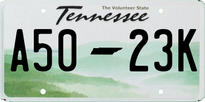 TN license plate A5023K