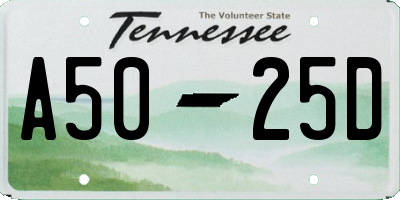 TN license plate A5025D