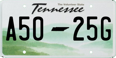 TN license plate A5025G
