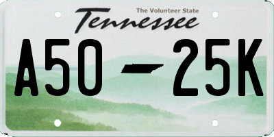 TN license plate A5025K