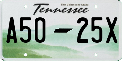 TN license plate A5025X