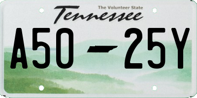 TN license plate A5025Y